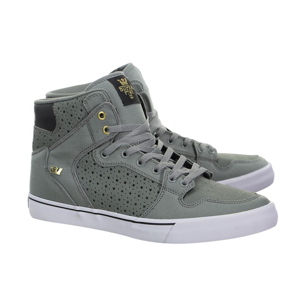 Baskets Montantes Supra Vaider Grise Noir Charcoal/Black-Gold-White Homme | JYR-04334393